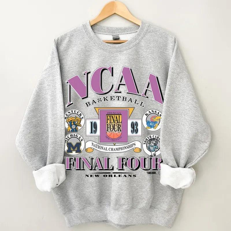 1993 NCAA Basketball Final Four Sweatshirt, Vintage Style College Sweater, Retro Basketball Sweatshirt, Top Menswear...