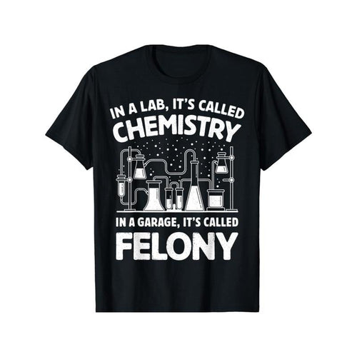 1pc Men'S Casual Cotton T-Shirt with Chemistry & Felony Quote, Geometric Lab Graphic, Round Neck, Stretch Fabric, Unisex...