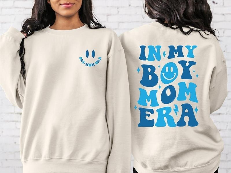 2 Side In My Boy Mom Era Sweatshirt, Boy Mom Shirts, Gender Reveal Shirt, Boy Mom Club, Boy Mom Era Hoodie and Sweater;...