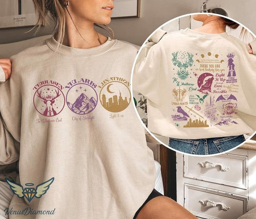 2 Slide Design, Throne Of Glass T-shirt, Terrasen T-shirt, Velaris City Shirt, Reading Lover Gift, Book Lover T-shirt,...