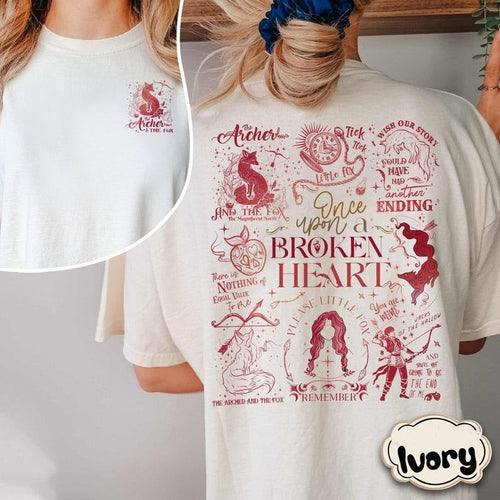 2 Slides,Ballad Of The Archer And The Fox T-Shirt, Evangeline and Jacks Graphic shirt, Bookish Apparel, Once Upon a...