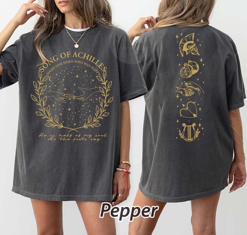 2 sildes, Song Of Achilles tshirt, name one hero who was happy, Achilles And Patroclus, Greek Mythology Sweatshirt, Lgbtq...