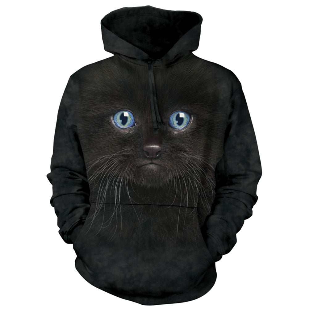 Black Kitten Face Hooded Sweatshirt T-Shirts, Hoodie | ZylaModa.com