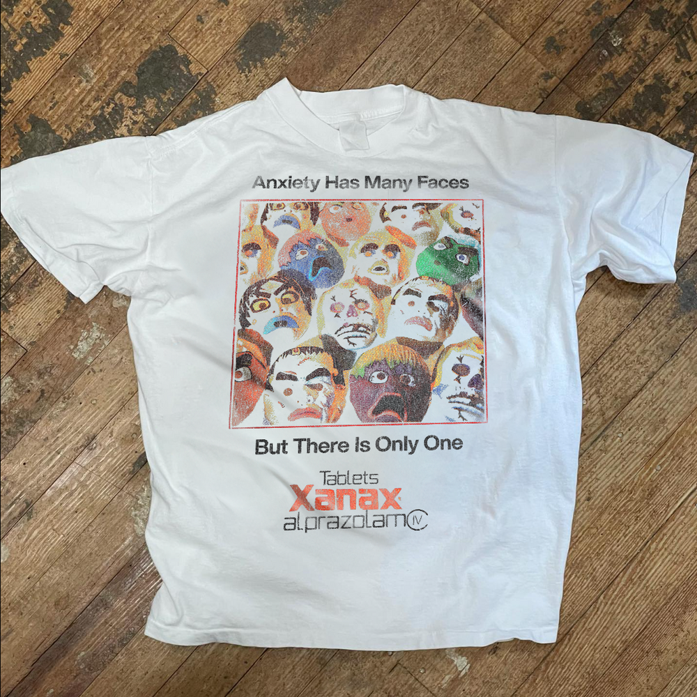 ANXIETY HAS MANY FACES WHITE HEAVY WEIGHT T-SHIRT Hoodie, Sweatshirt | ZylaModa.com (Image 1)