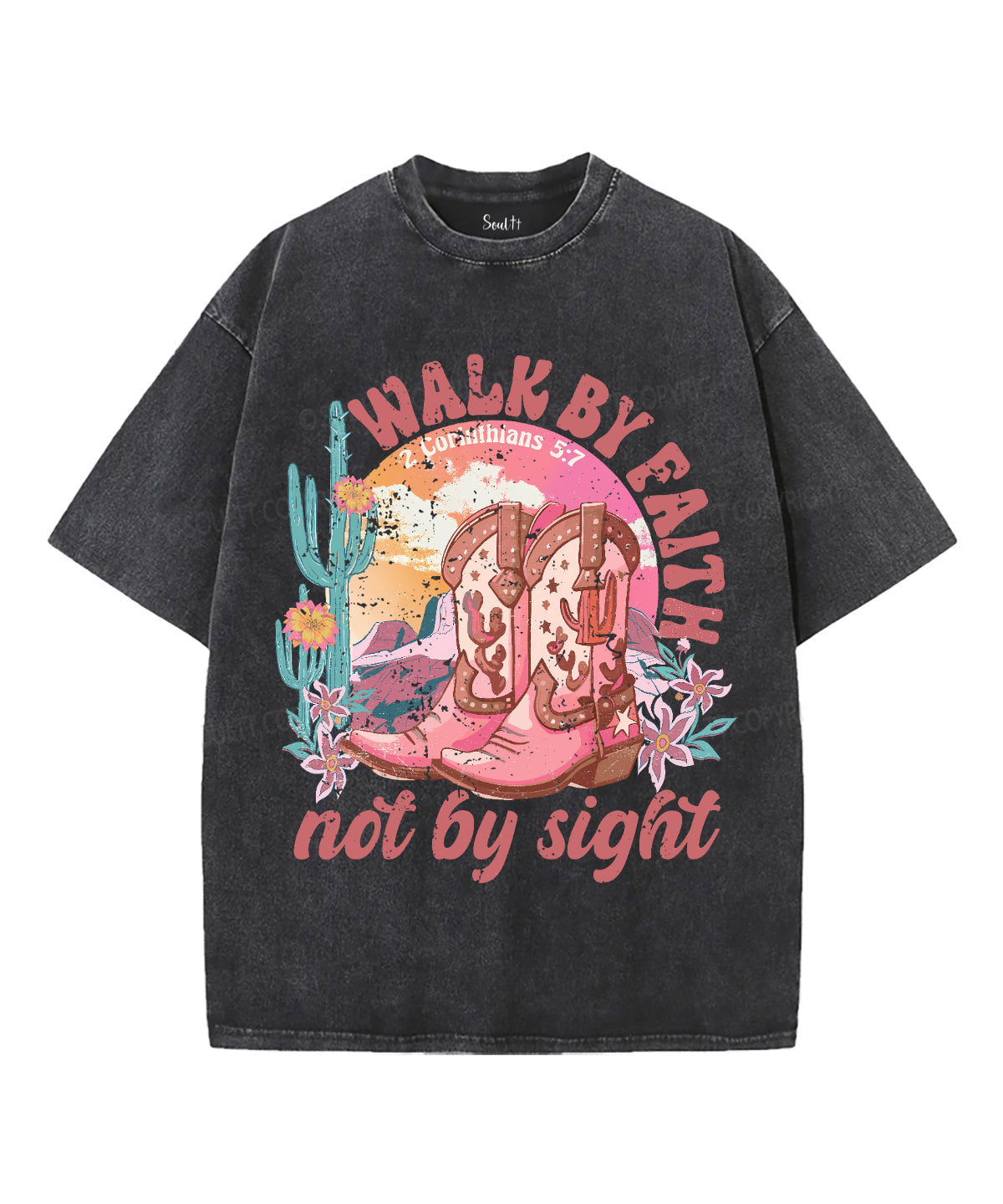 Walk By Faith Unisex Washed Christian T-shirt Hoodie, Sweatshirt | ZylaModa.com (Image 2)