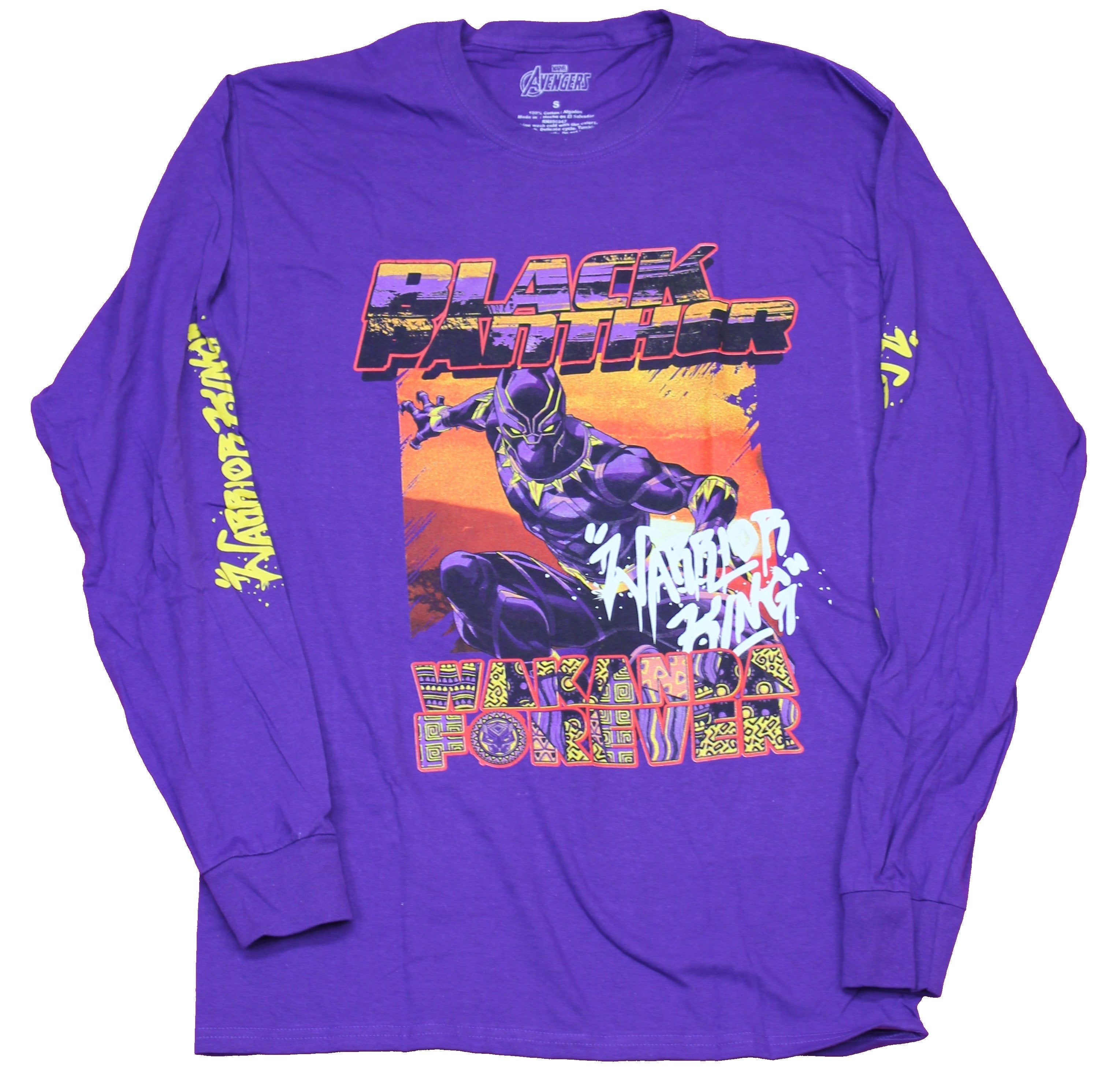 Black Panther Mens Long Sleeve T-Shirt  - Wakanda Forever Warrior King Sunset Pose Hoodie, Sweatshirt | ZylaModa.com