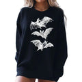 Black Sweatshirt w/ 3 White Bats Vertical Line - Grunge, Alternative, Spooky Halloween Vibe - Edgy Long Sleeve Crewneck -...