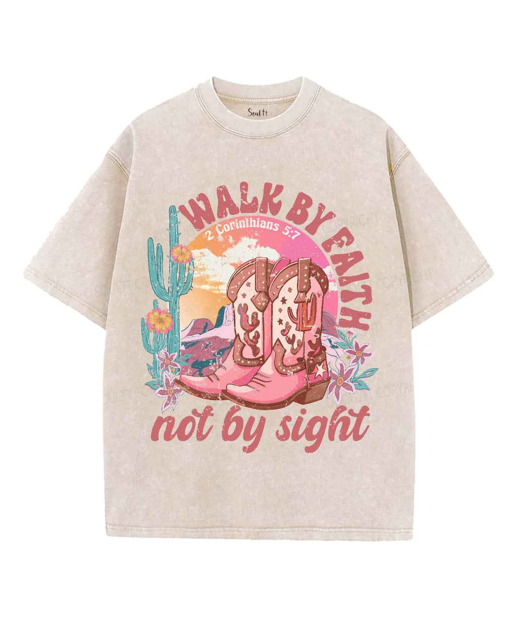 Walk By Faith Unisex Washed Christian T-shirt Hoodie, Sweatshirt | ZylaModa.com (Image 1)