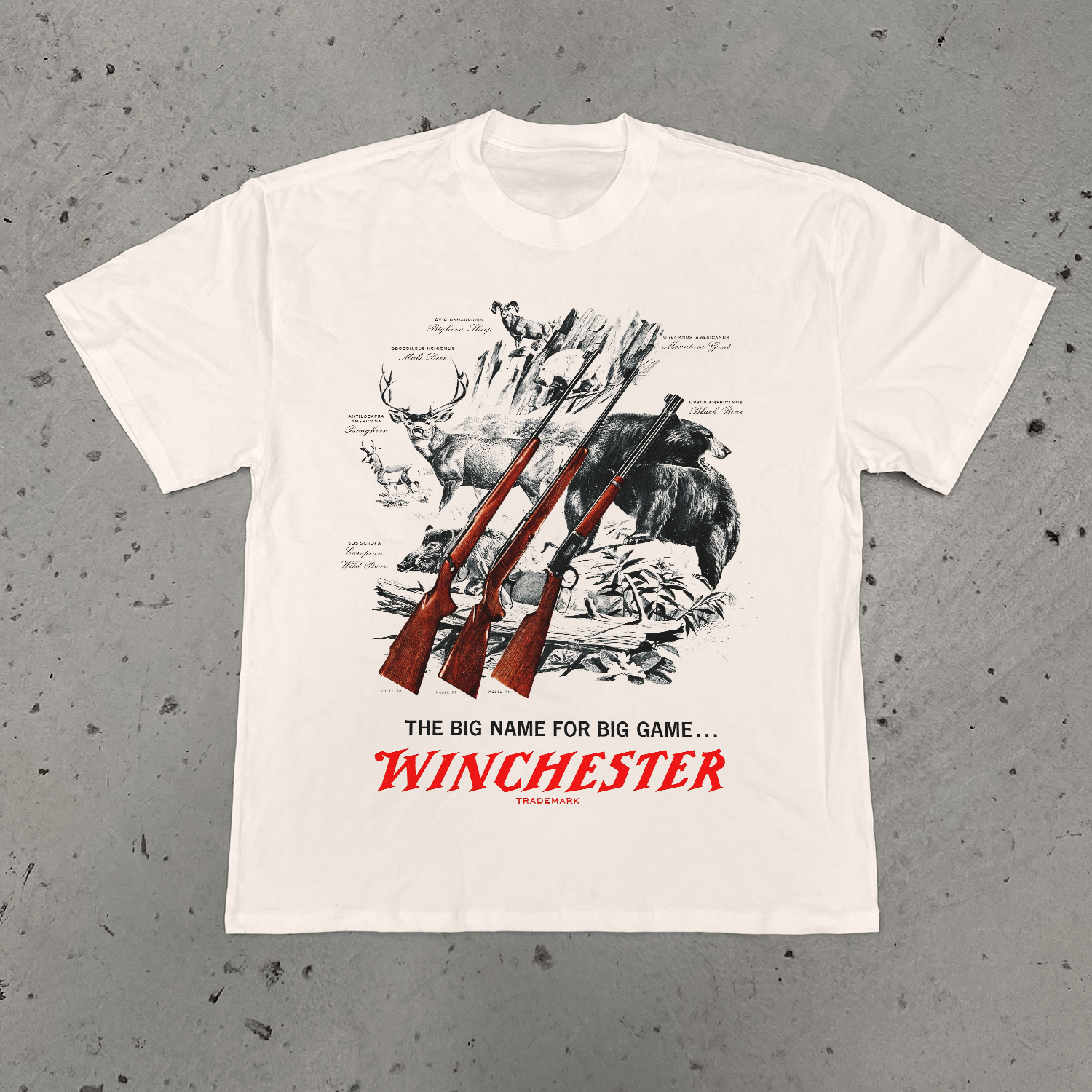 WINCHESTER 'BIG GAME' BONE HEAVYWEIGHT T-SHIRT Hoodie, Sweatshirt | ZylaModa.com (Image 1)