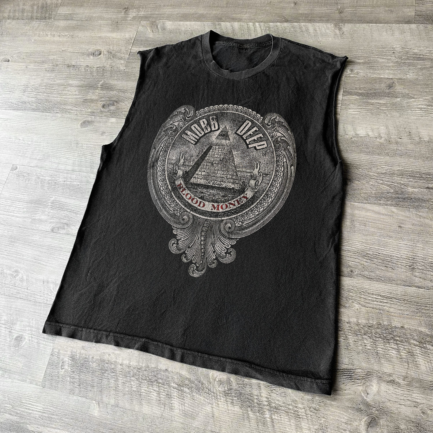 '06 MOBB DEEP 'BLOOD MONEY' ALBUM BLACK CUT-OFF TEE Hoodie, Sweatshirt | ZylaModa.com (Image 1)