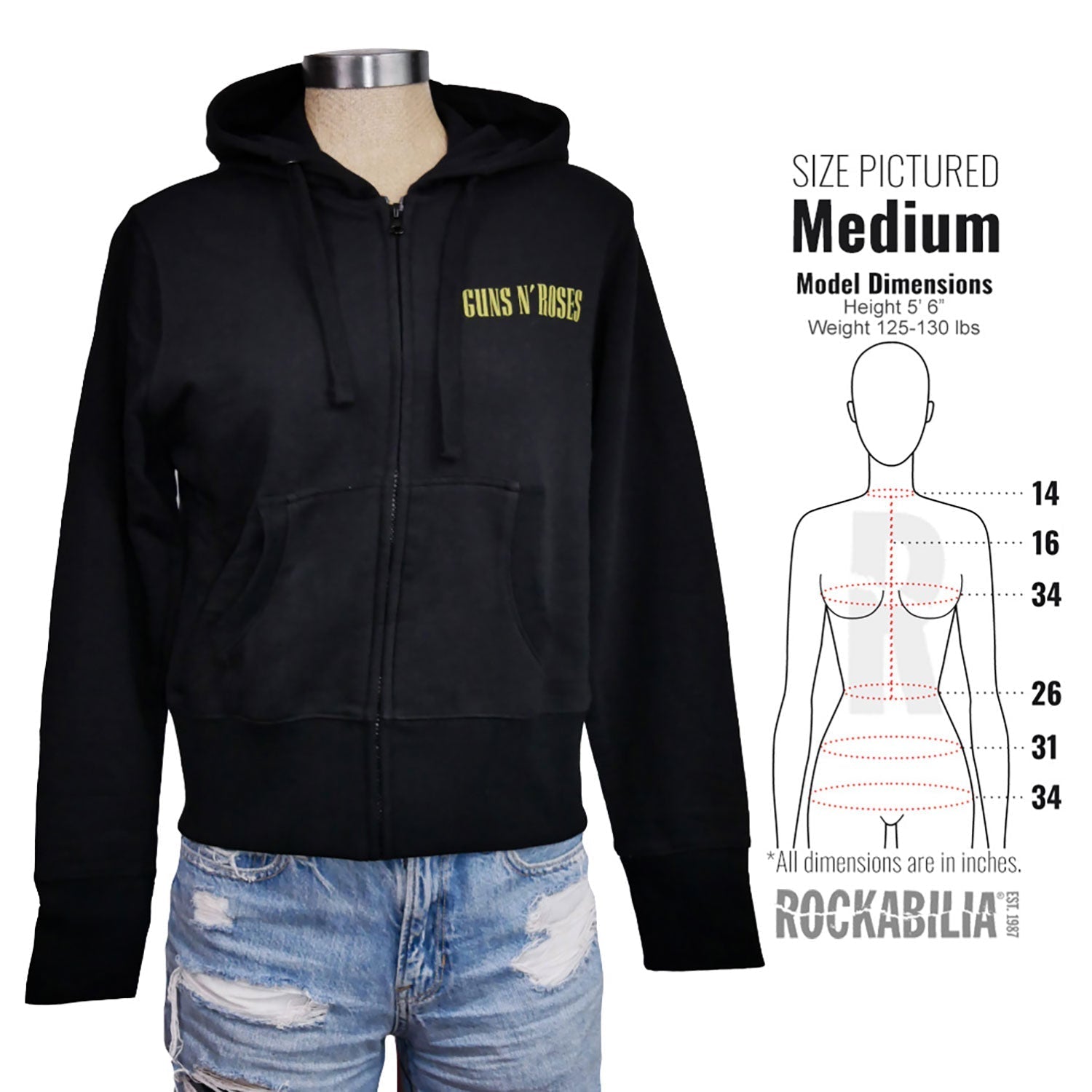 Classic Logo (Back Print) Ladies Zipped Hoodie Junior Top T-Shirts, Sweatshirt | ZylaModa.com (Image 3)