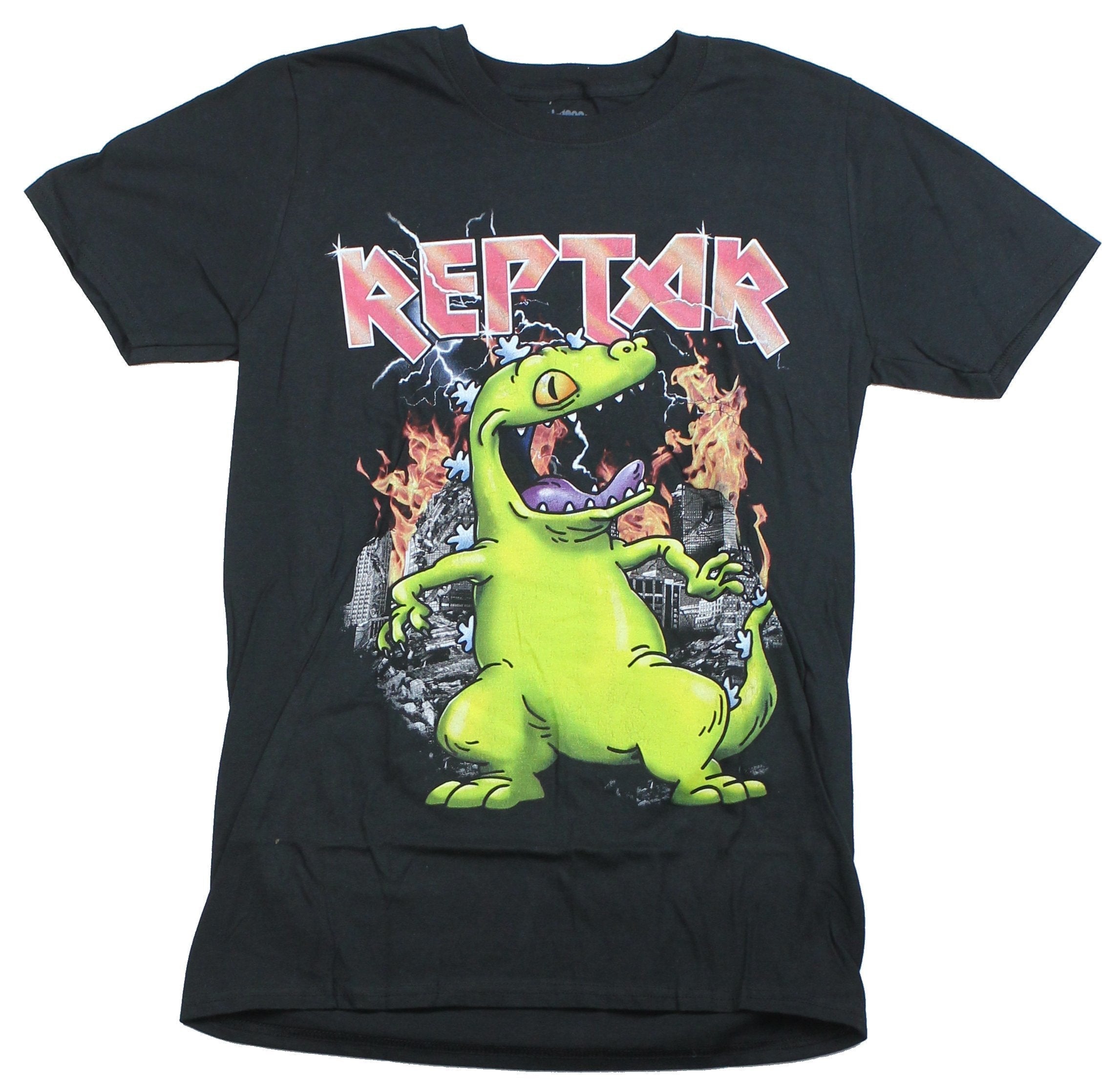 Rugrats Mens T-Shirt - Reptar Metal Logo Over Destruction Hoodie, Sweatshirt | ZylaModa.com