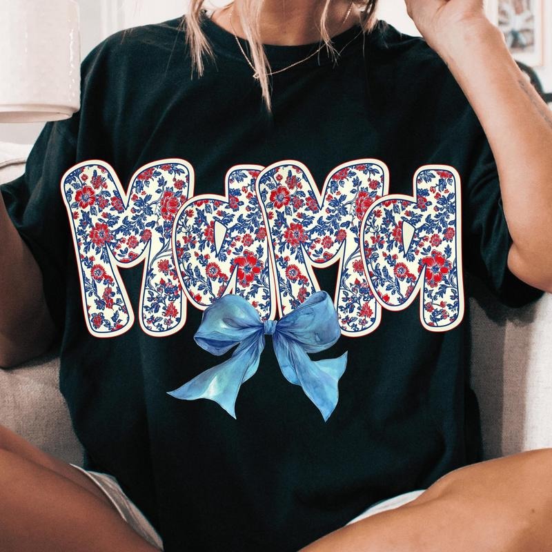 4Th Of July Mama Floral Shirt, American Girl Shirt, Mama Mini Shirt, Star And Stripe Shirt, Memorial Day Shirt, Usa...