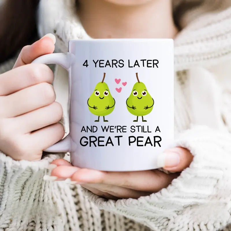 4th Anniversary Gift for Him or Her - Perfect 4 Year Wedding Anniversary Present for Couples mugs ceramic coffee...