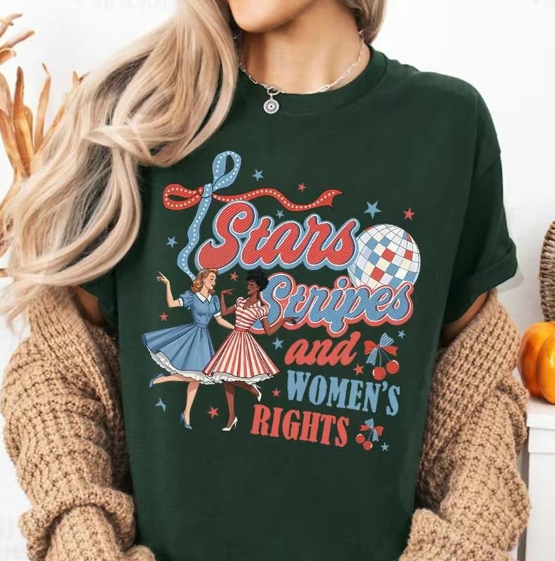4th of July Feminist Stars Stripes And Women's Rights Shirt, Retro Fourth Of July Shirt, Funny Feminist Graphic Tee, Girl...