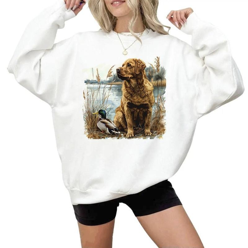 4th of July Hunting Dog Lake Wetland Duck T-shirt Unisex Hoodie Sweatshirts Retro and National Hunting Day | ZylaModa.com