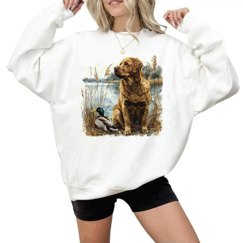 4th of July Hunting Dog Lake Wetland Duck T-shirt Unisex Hoodie Sweatshirts Retro and National Hunting Day | ZylaModa.com