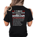 5 Things You Should Know About My Husband Shirt, Gift For Wife From Husband, Funny Wife T Shirt, Birthday Valentines Day...