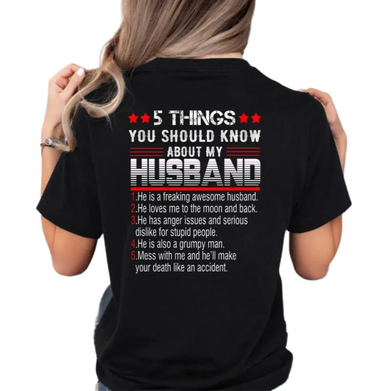 5 Things You Should Know About My Husband Shirt, Gift For Wife From Husband, Funny Wife T Shirt, Birthday Valentines Day...