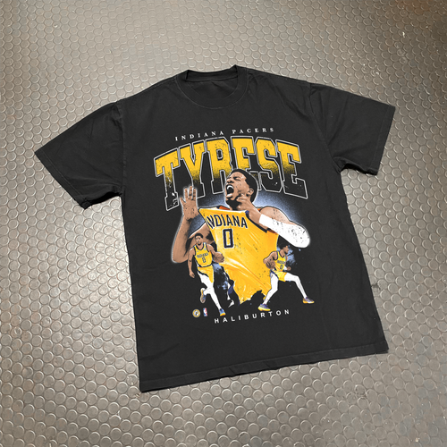 2025 TYRESE HALIBURTON 'PACE' FINALS HEAVY FADED BLACK T-SHIRT Hoodie, Sweatshirt | ZylaModa.com (Image 1)