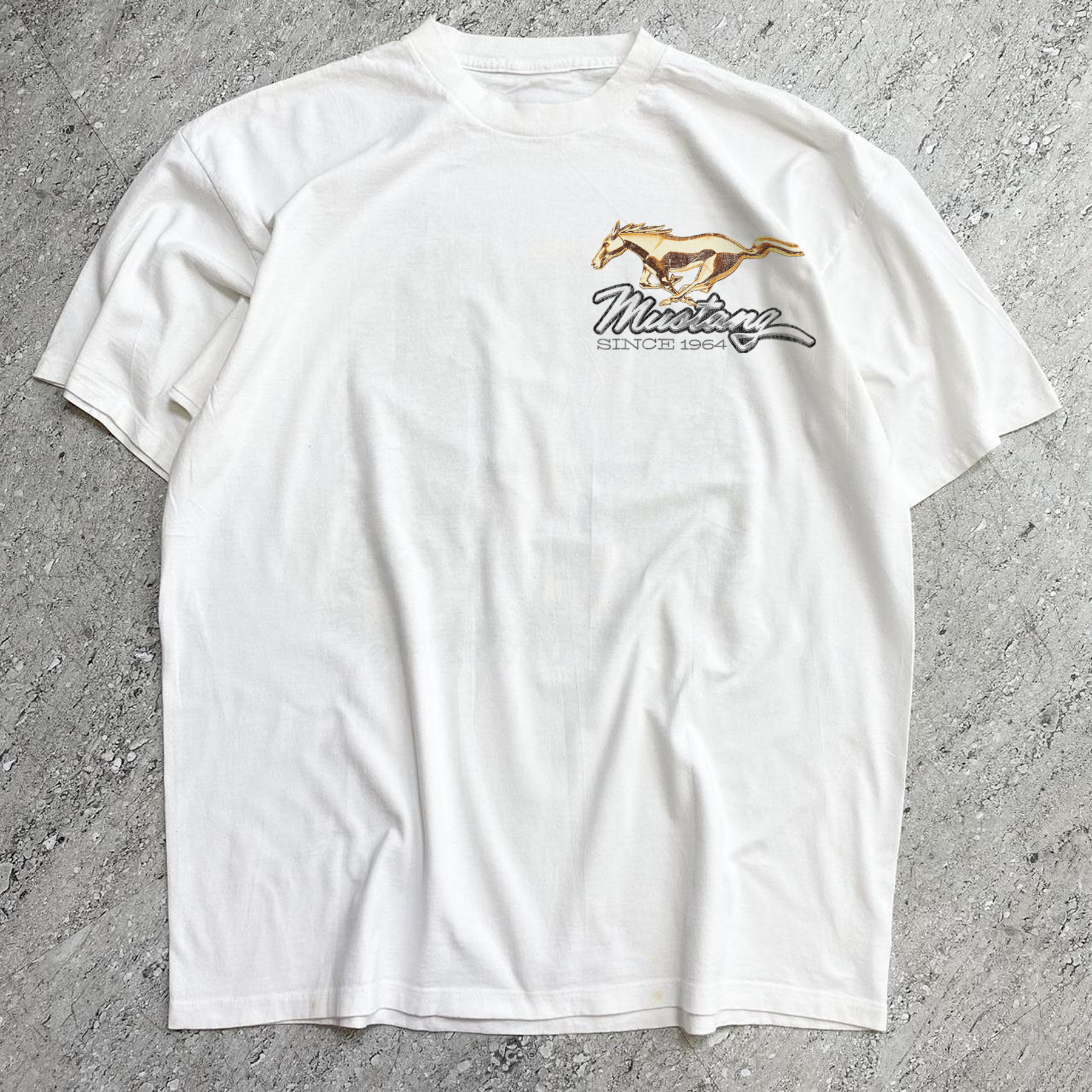 64' MUSTANG WASHED WHITE HEAVYWEIGHT TEE Hoodie, Sweatshirt | ZylaModa.com (Image 2)
