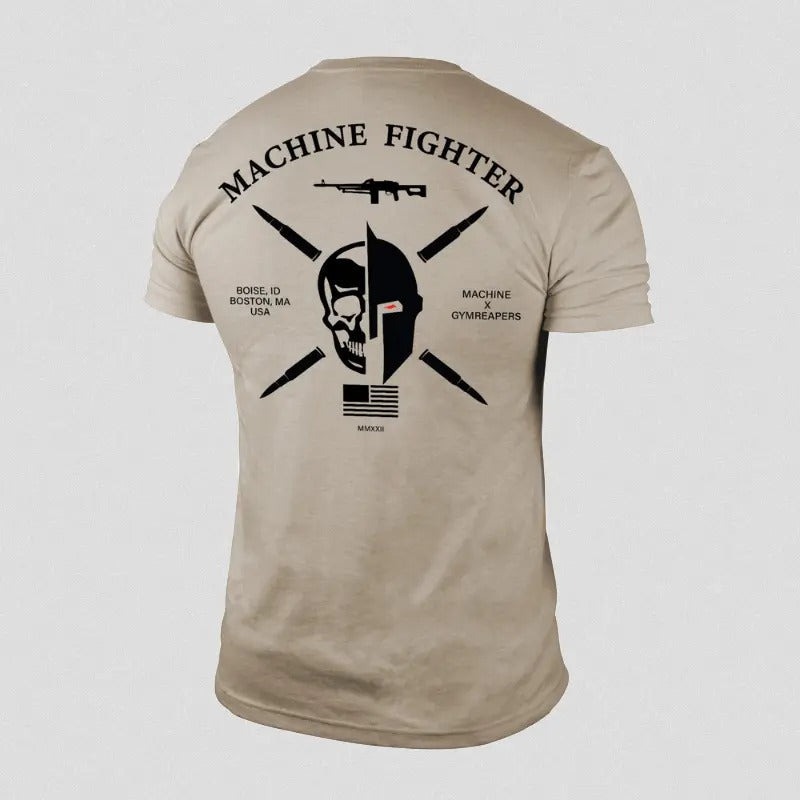 7.62 Machine Fighter Printed Tee - Sand, Summer Cotton Hoodie, Sweatshirt | ZylaModa.com