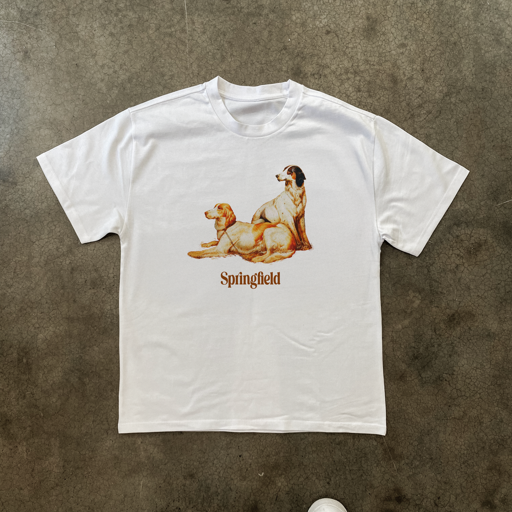 'SPRINGFIELD' HUNTING DOGS HEAVYWEIGHT WHITE T-SHIRT Hoodie, Sweatshirt | ZylaModa.com (Image 1)