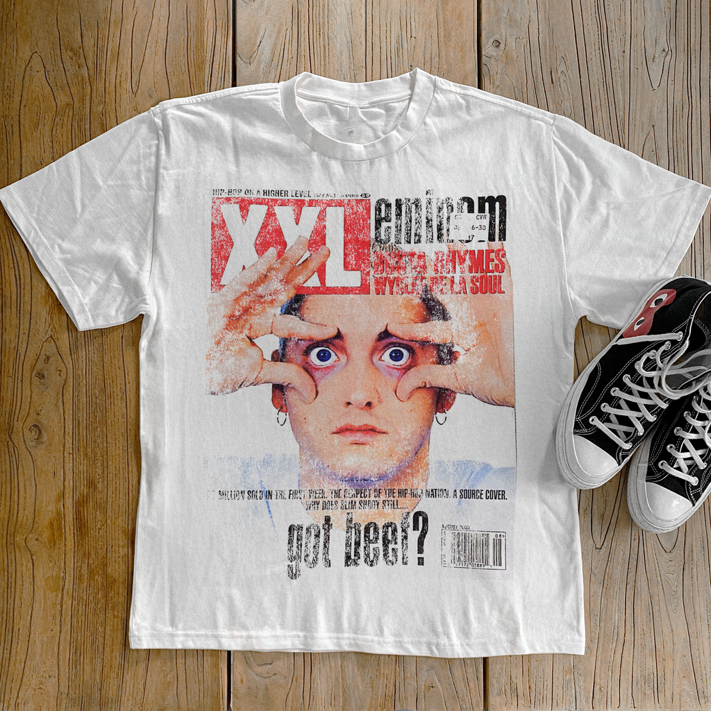 'XXL AUG 2000' EMINEM COVER HEAVY WHITE TEE Hoodie, Sweatshirt | ZylaModa.com (Image 1)