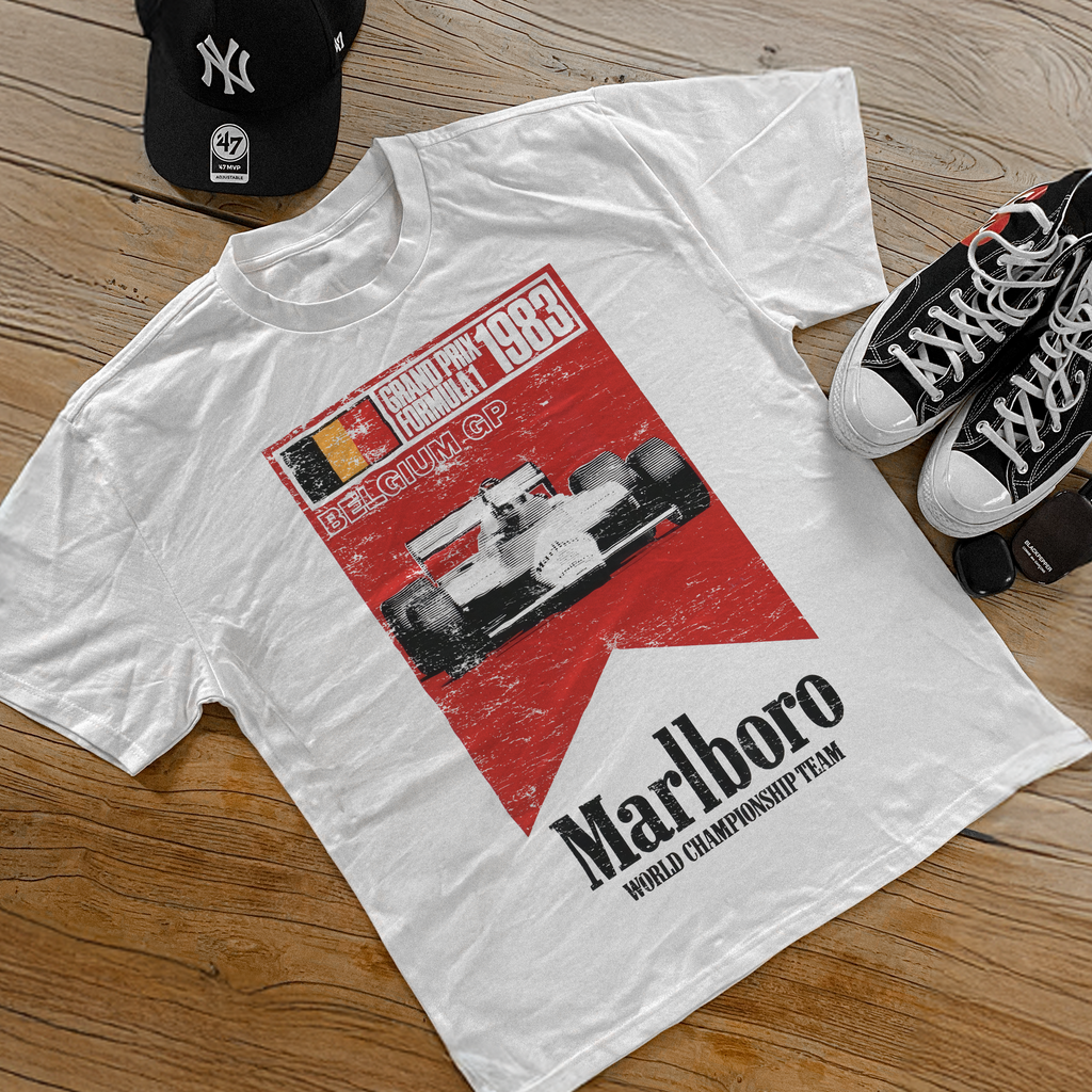 1983 'BELGUIM GRAND PRIX' HEAVY WHITE TEE Hoodie, Sweatshirt | ZylaModa.com (Image 1)