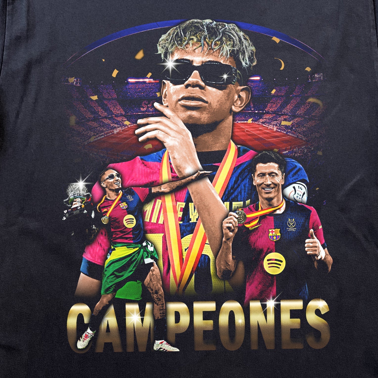 BARCELONA SUPER SPAINSH CHAMPION 2025 HEAVYWEIGHT BLACK T-SHIRT Hoodie, Sweatshirt | ZylaModa.com (Image 2)