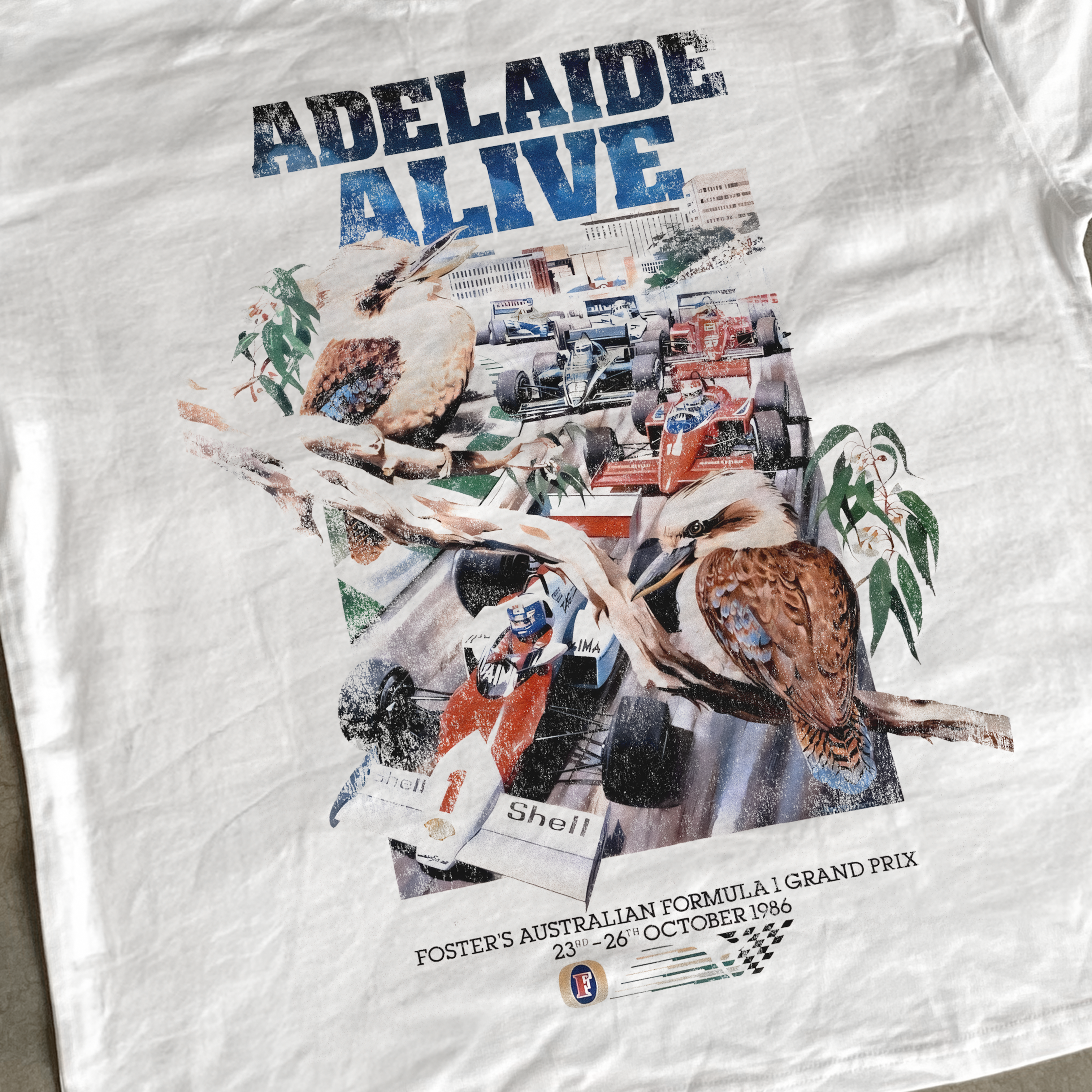 FOSTERS 1986 GRAND PRIX 'ADELAIDE ALIVE' WHITE HEAVY TEE Hoodie, Sweatshirt | ZylaModa.com