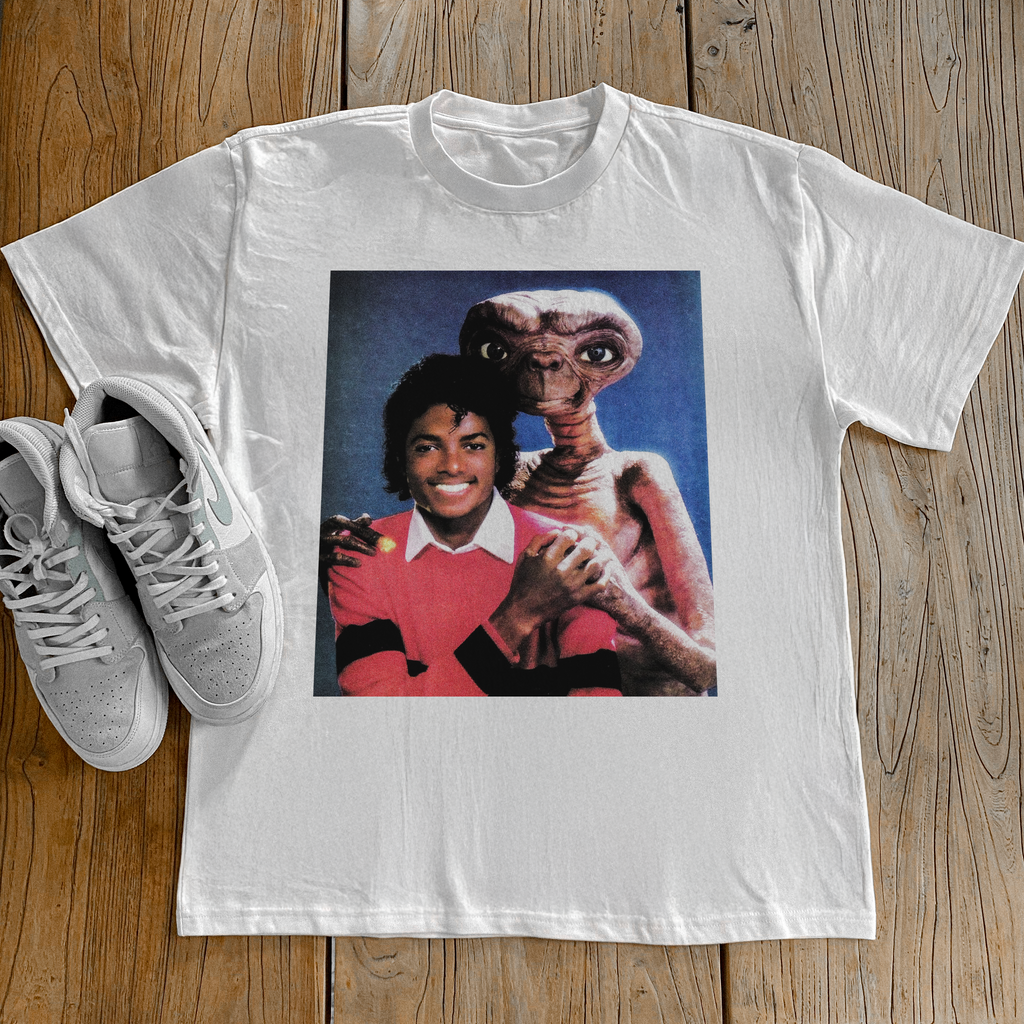 90s 'MICHEAL AND ET' HEAVYWEIGHT WHITE T-SHIRT Hoodie, Sweatshirt | ZylaModa.com (Image 1)