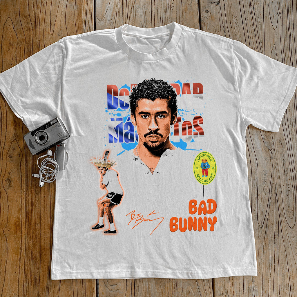 BAD BUNNY HEAVYWEIGHT WHITE T-SHIRT Hoodie, Sweatshirt | ZylaModa.com (Image 1)