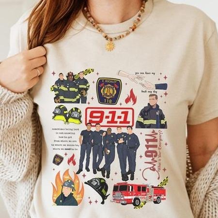 9-1-1 Television Show Shirt | Evan Buckley Shirt | Bobby Nash Shirt | Movie Tee | 911 Movie Shirt | American TV Series...
