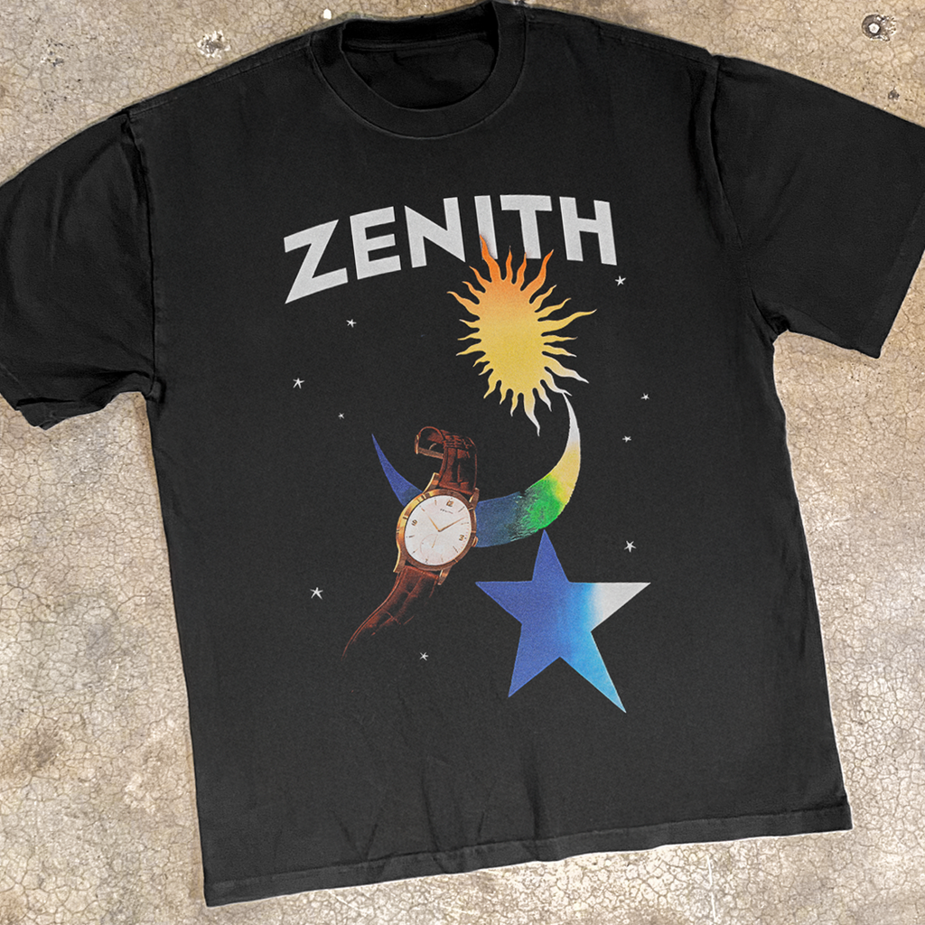 ZENITH WATCHES 'MOON & STARS' HEAVY FADED BLACK TEE Hoodie, Sweatshirt | ZylaModa.com (Image 2)