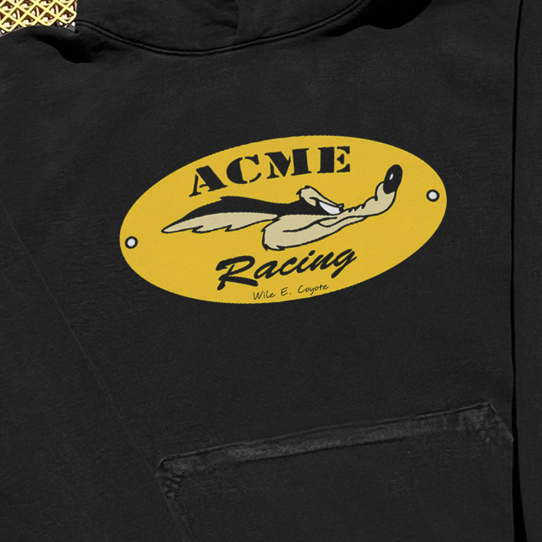 90s 'ACME RACING' BLACK FLEECE HOODIE T-Shirts, Sweatshirt | ZylaModa.com (Image 2)