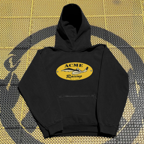 90s 'ACME RACING' BLACK FLEECE HOODIE T-Shirts, Sweatshirt | ZylaModa.com (Image 1)