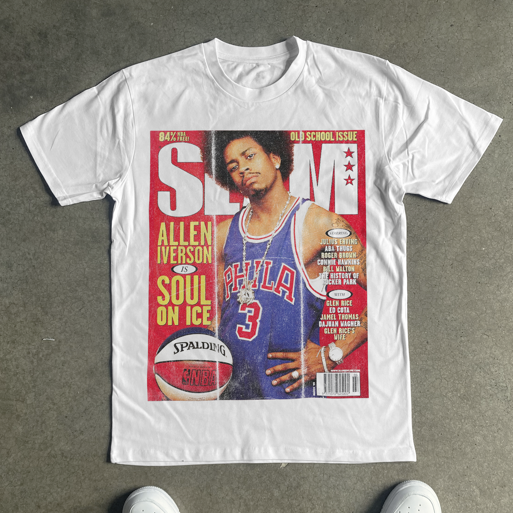 ALLEN IVERSON 'SLAM MAGAZINE' MARCH 99 COVER WHITE HEAVYWEIGHT T-SHIRT Hoodie, Sweatshirt | ZylaModa.com (Image 1)