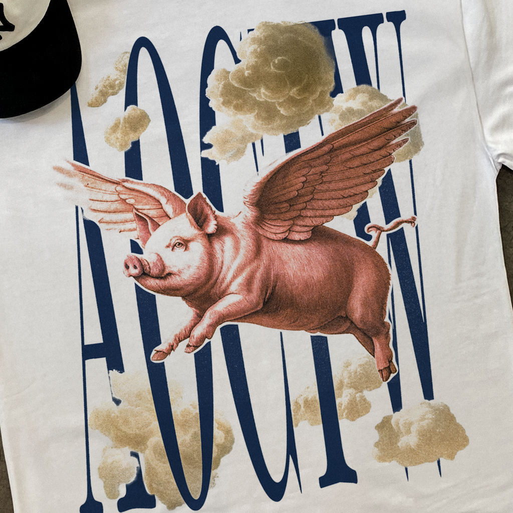 'WHEN PIGS FLY' HEAVYWEIGHT WHITE T-SHIRT Hoodie, Sweatshirt | ZylaModa.com (Image 2)