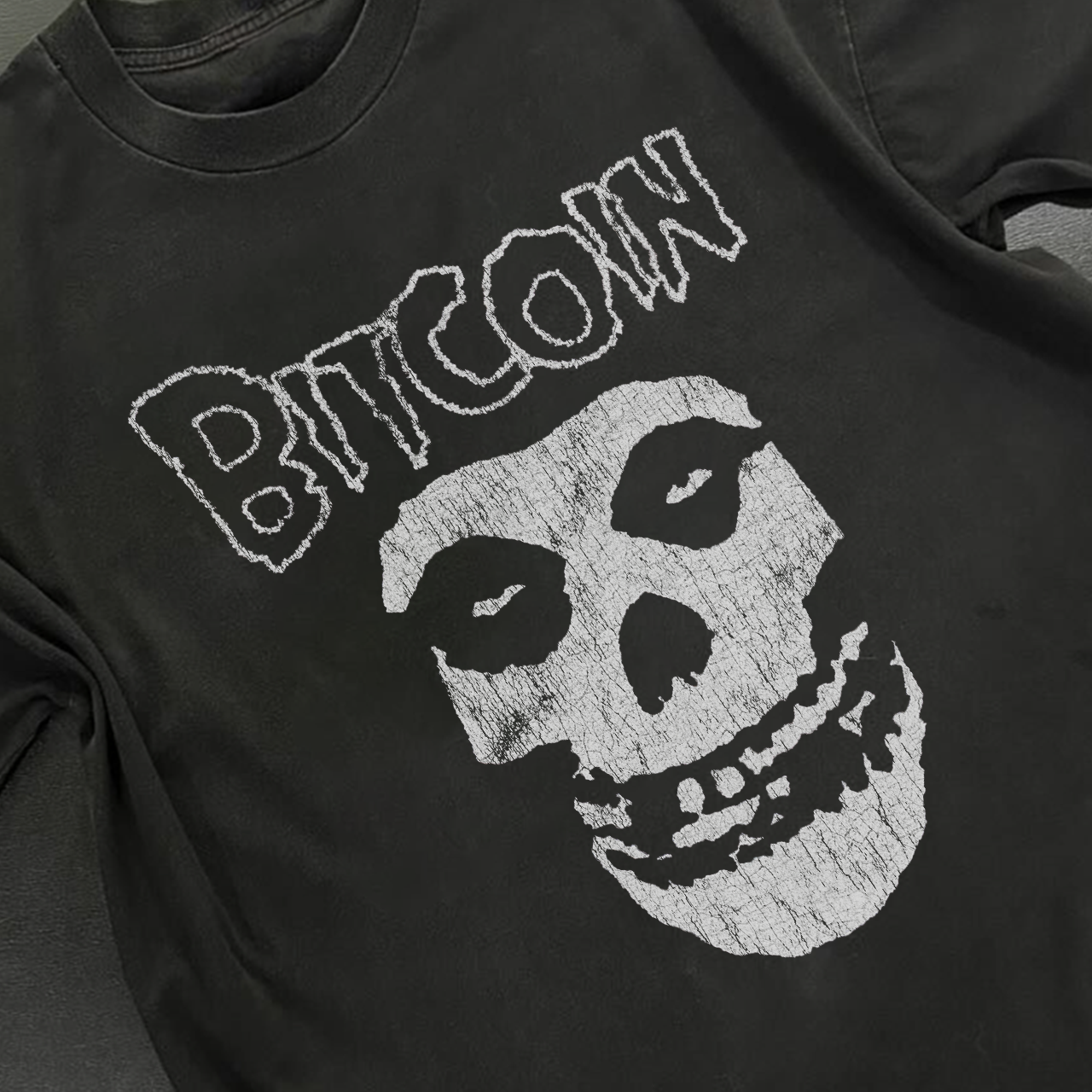 CRYPTO FIENDS - HEAVYWEIGHT WASHED BLACK T-SHIRT Hoodie, Sweatshirt | ZylaModa.com (Image 2)