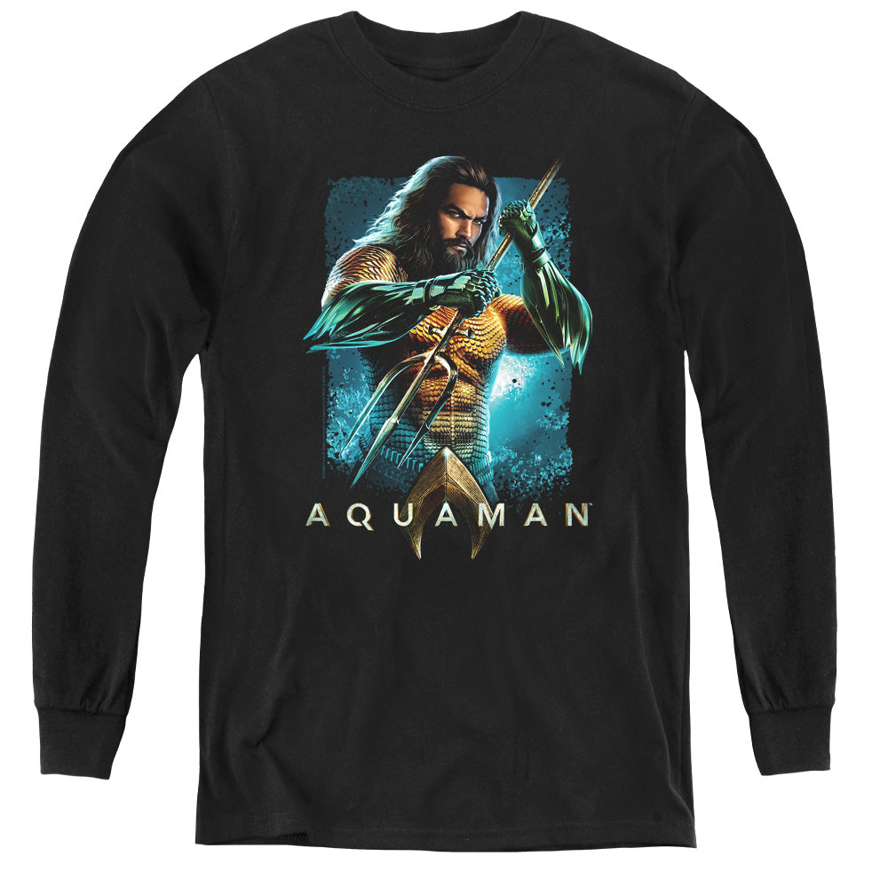 Aquaman Movie Trident Long Sleeve Kids Youth T Shirt Black Hoodie, Sweatshirt | ZylaModa.com