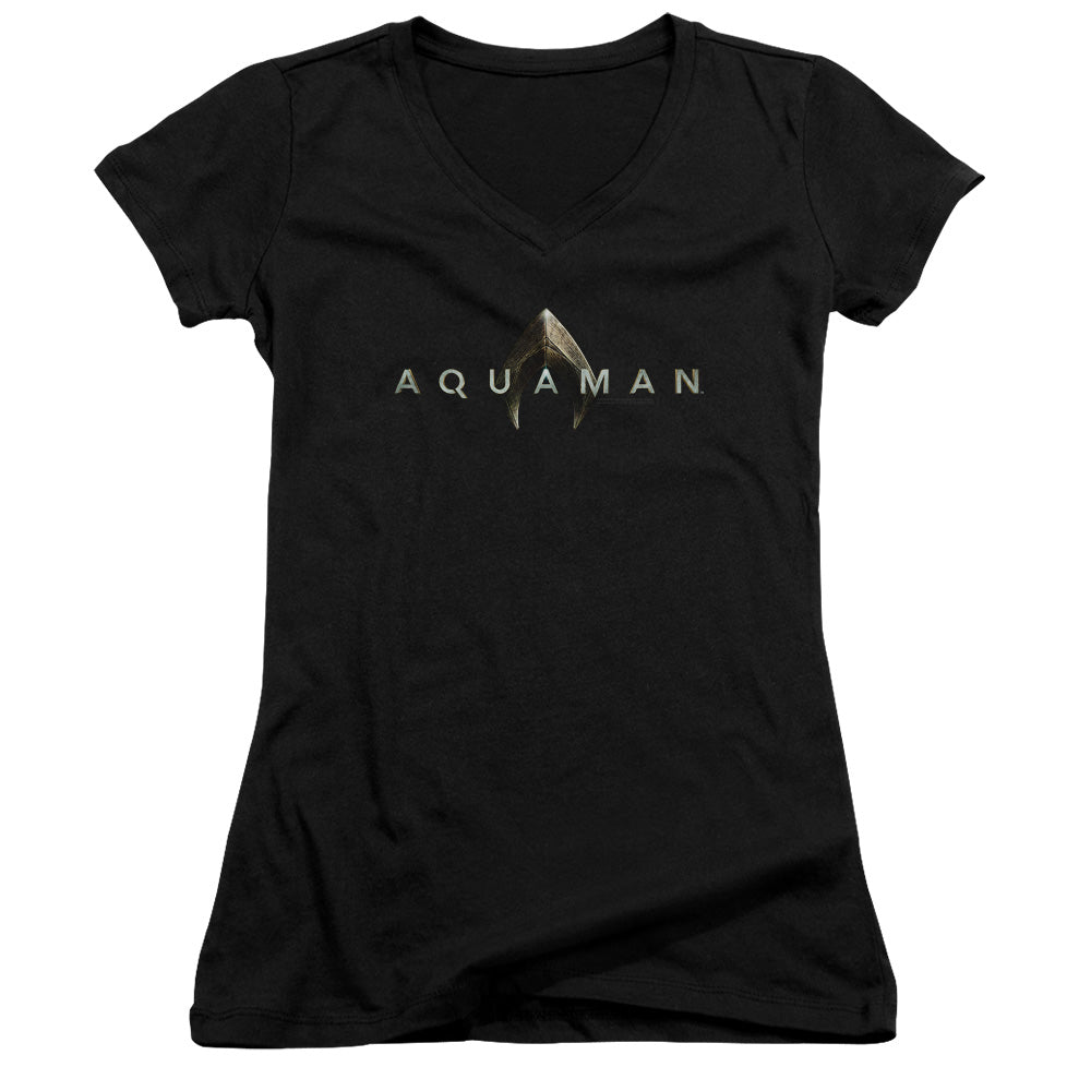 Aquaman Movie Logo Junior Sheer Cap Sleeve V-Neck Womens T Shirt Black Hoodie, Sweatshirt | ZylaModa.com