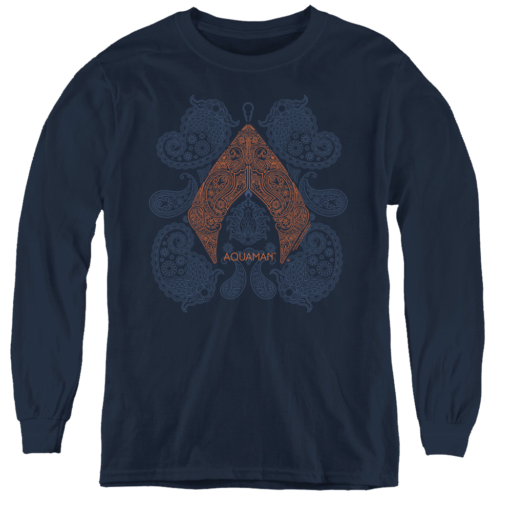 Aquaman Movie Aqua Paisley - Youth Long Sleeve T-Shirt Hoodie, Sweatshirt | ZylaModa.com