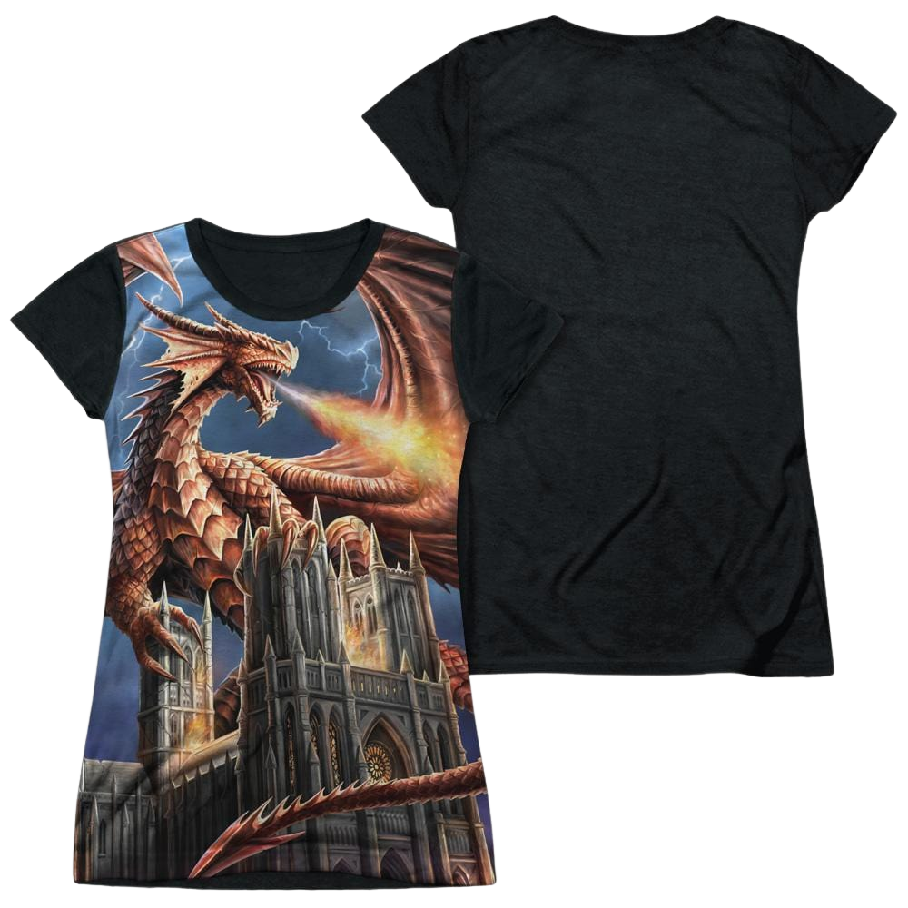 Anne Stokes Dragons Fury - Juniors Black Back T-Shirt Hoodie, Sweatshirt | ZylaModa.com