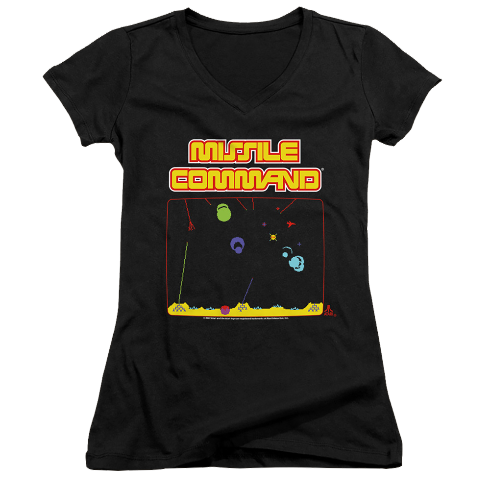 Atari Missle Screen - Juniors V-Neck T-Shirt Hoodie, Sweatshirt | ZylaModa.com