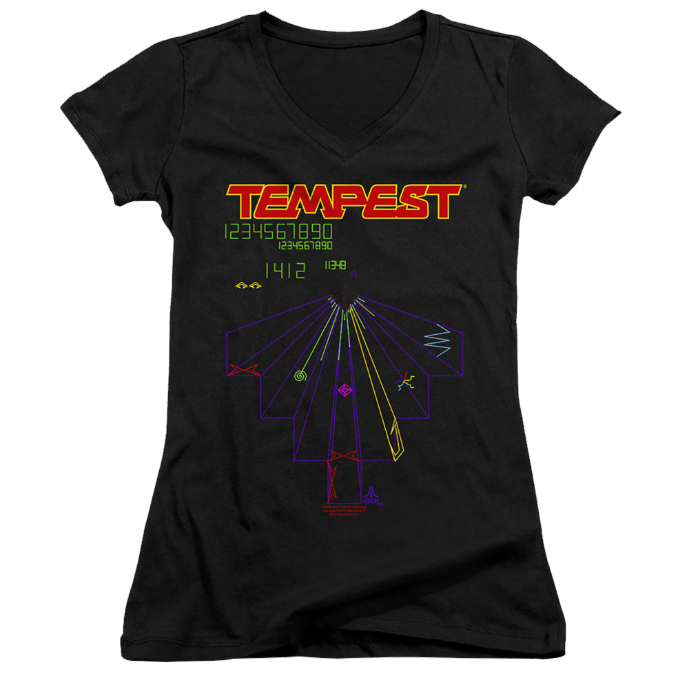 Atari Tempest Screen - Juniors V-Neck T-Shirt Hoodie, Sweatshirt | ZylaModa.com