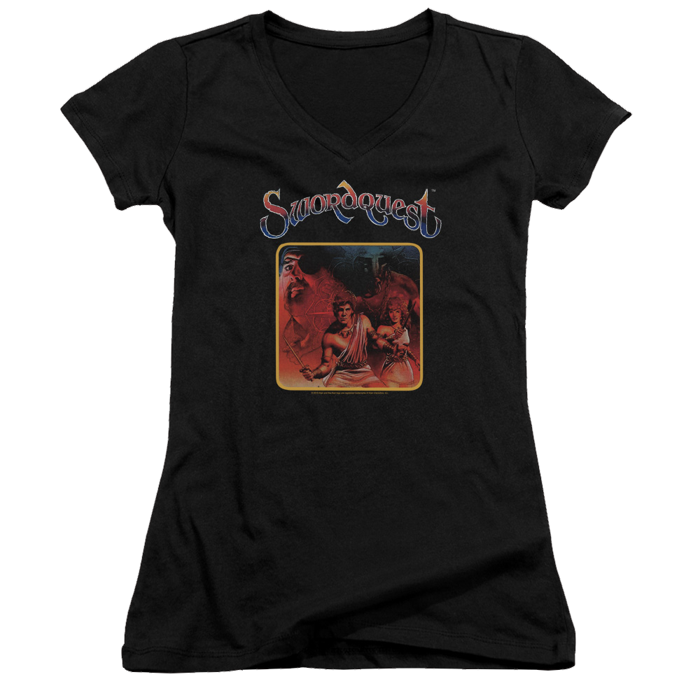 Atari Swordquest - Juniors V-Neck T-Shirt Hoodie, Sweatshirt | ZylaModa.com