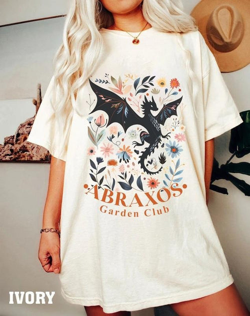 Abraxos Flower Comfort Colors Shirt, Fantasy Dragon Bookish Shirt, Boho Wildflowers Cottagecore Shirt, Fantasy Book Lover...