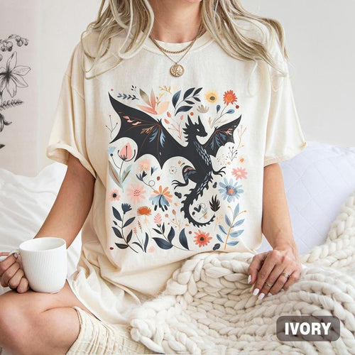 Abraxos Flower Shirt, Fantasy Dragon Bookish Shirt, Throne Of Glass Shirt, Boho Wildflowers Cottagecore Shirt, Fantasy...