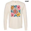 Abstract Flowers & Pumpkin Long Sleeve Comfort Colors T-Shirt 'NLB' Hoodie, Sweatshirt | ZylaModa.com
